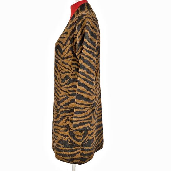 NWT Nine West M knit open front duster jacket long cardigan sweater animal print - Picture 6 of 15